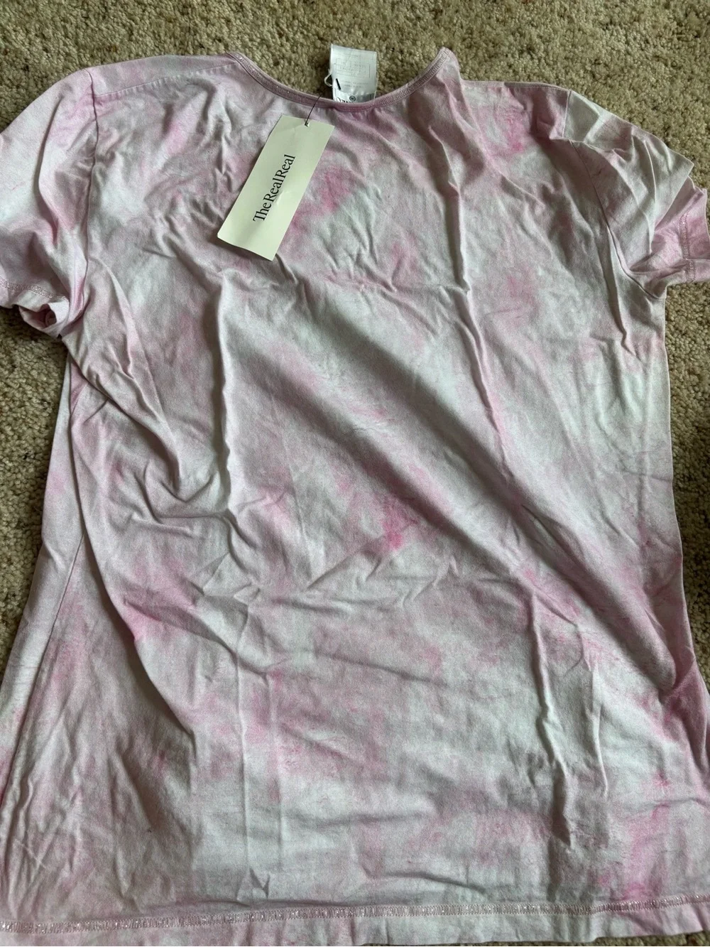 CHANEL Pink Tie-Dye Short Sleeve Logo Tee L